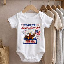 Load image into Gallery viewer, Personalized Baby Onesie Custom Name Eagle Flag Gift for July 4th
