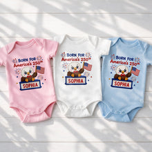 Load image into Gallery viewer, Personalized Baby Onesie Custom Name Eagle Flag Gift for July 4th
