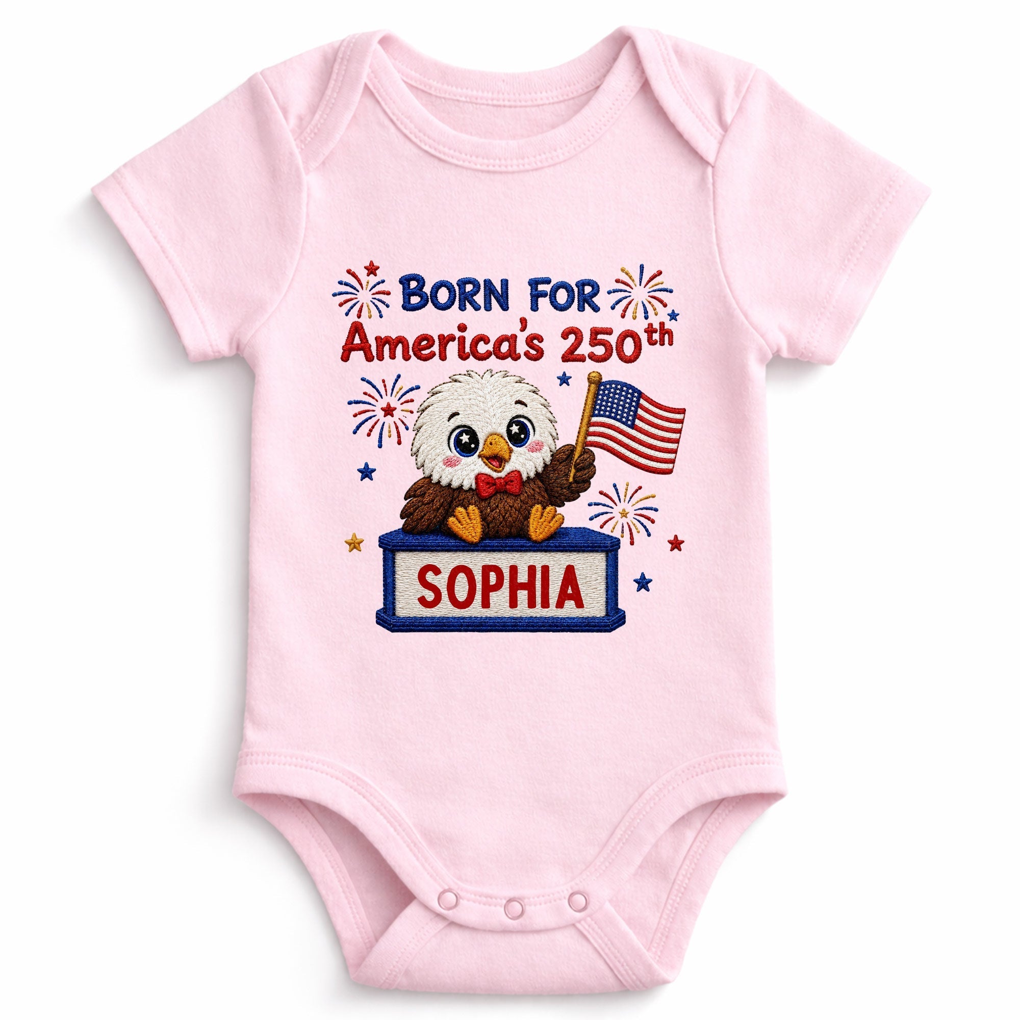 Personalized Baby Onesie Custom Name Eagle Flag Gift for July 4th