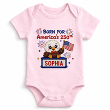 Load image into Gallery viewer, Personalized Baby Onesie Custom Name Eagle Flag Gift for July 4th
