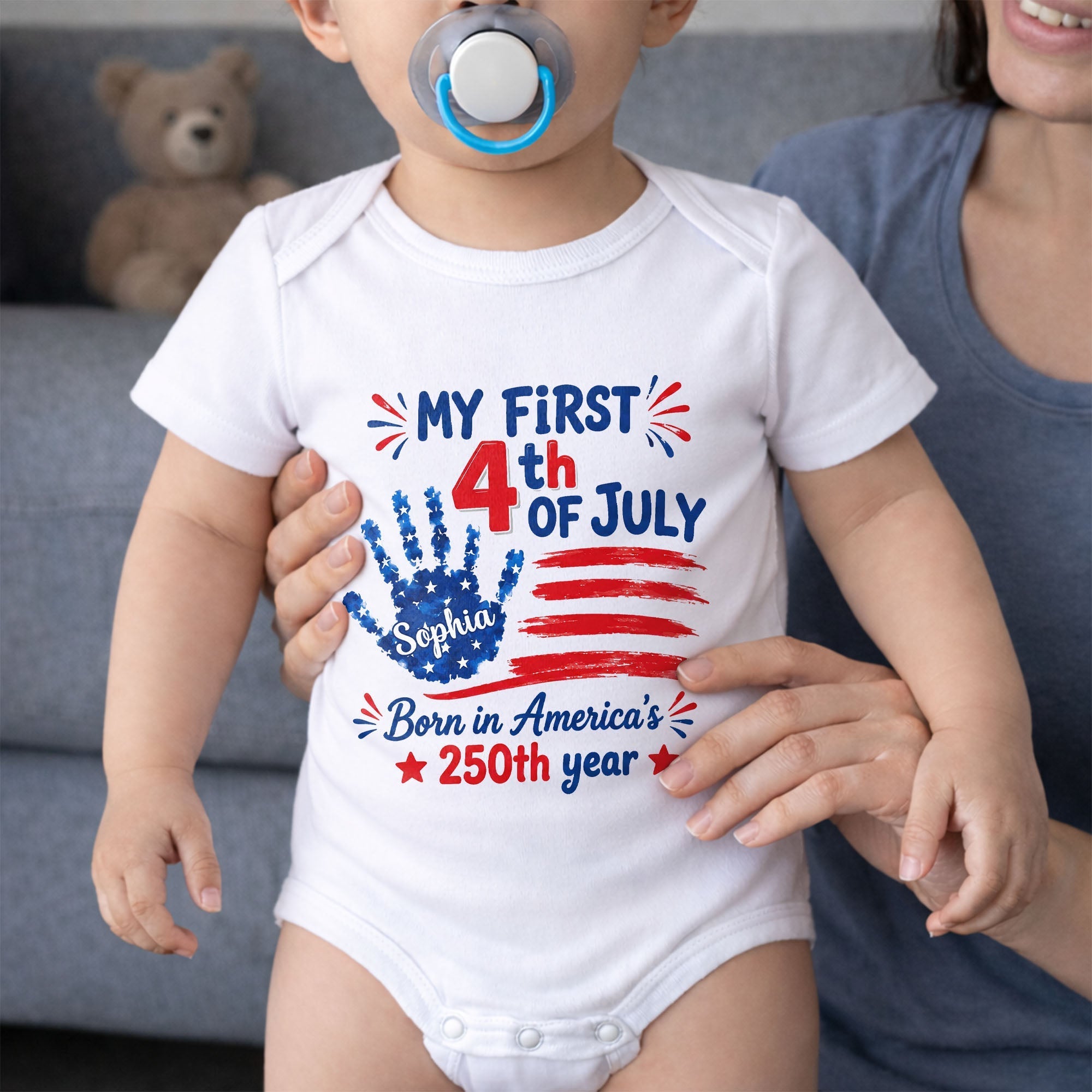 Personalized 4th of July Baby Onesie Custom Name Outfit for Family