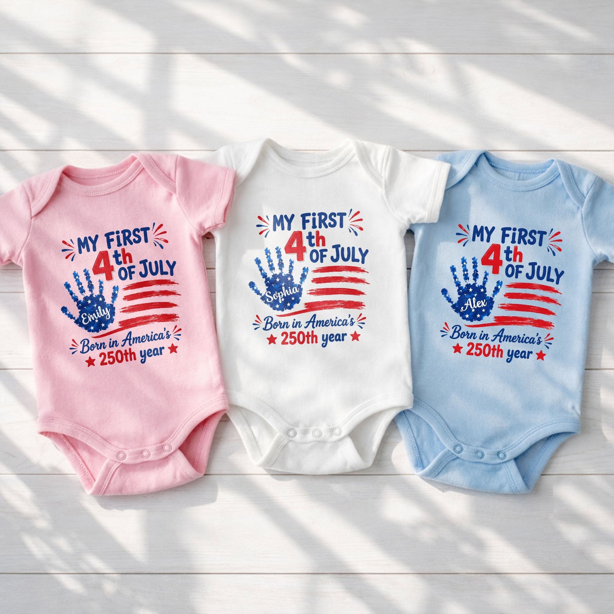 Personalized 4th of July Baby Onesie Custom Name Outfit for Family