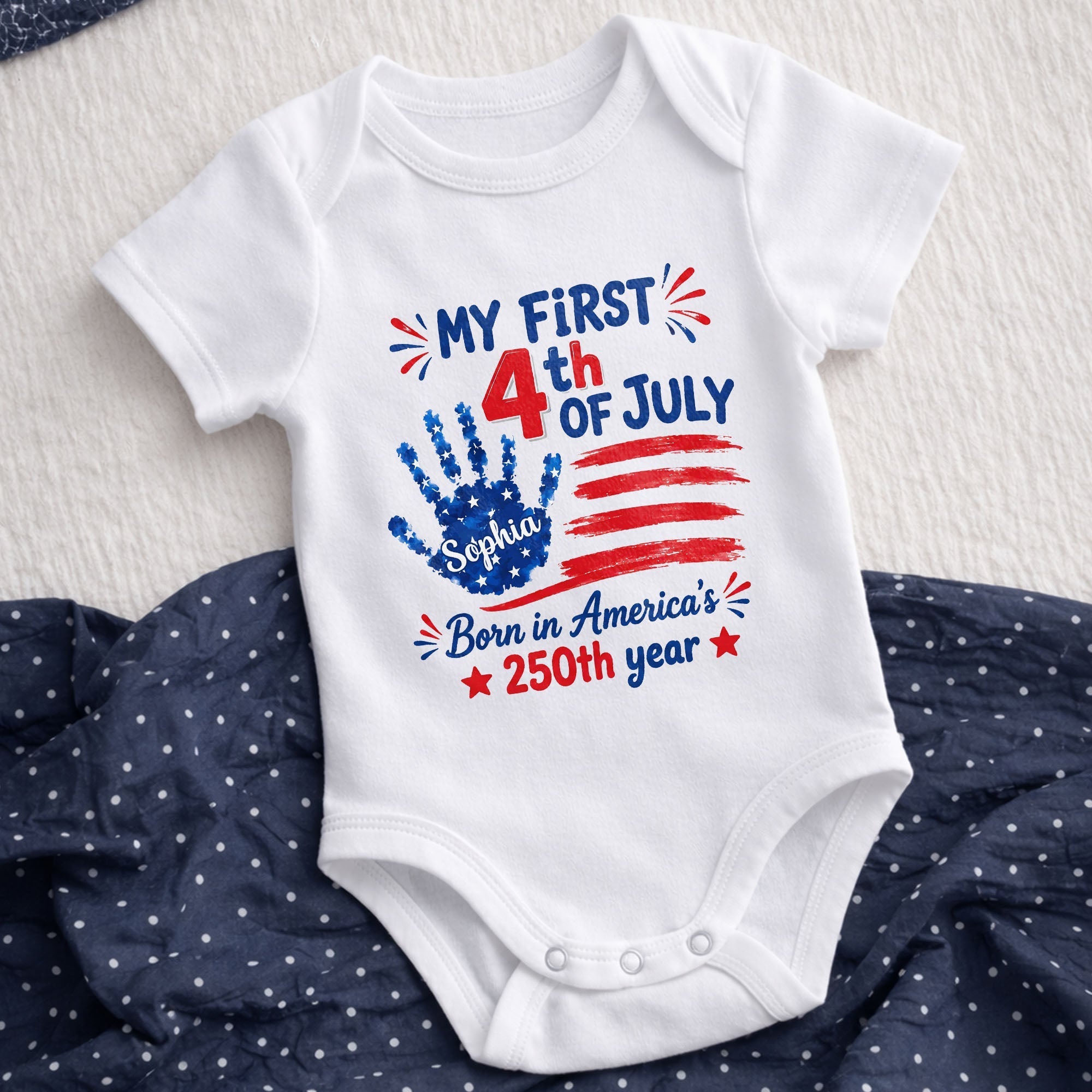 Personalized 4th of July Baby Onesie Custom Name Outfit for Family