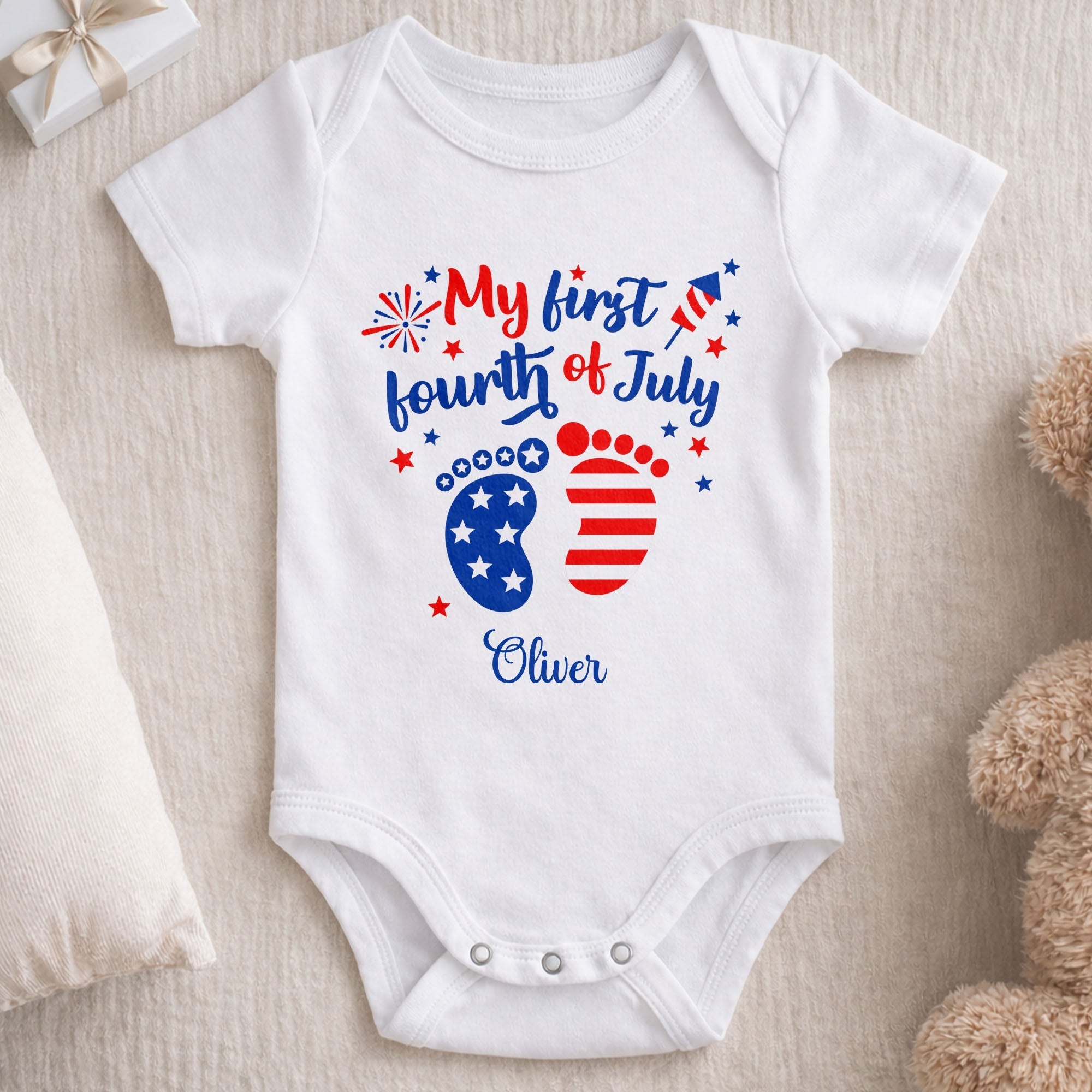 Personalized Baby Onesie Custom Name 4th of July Gift