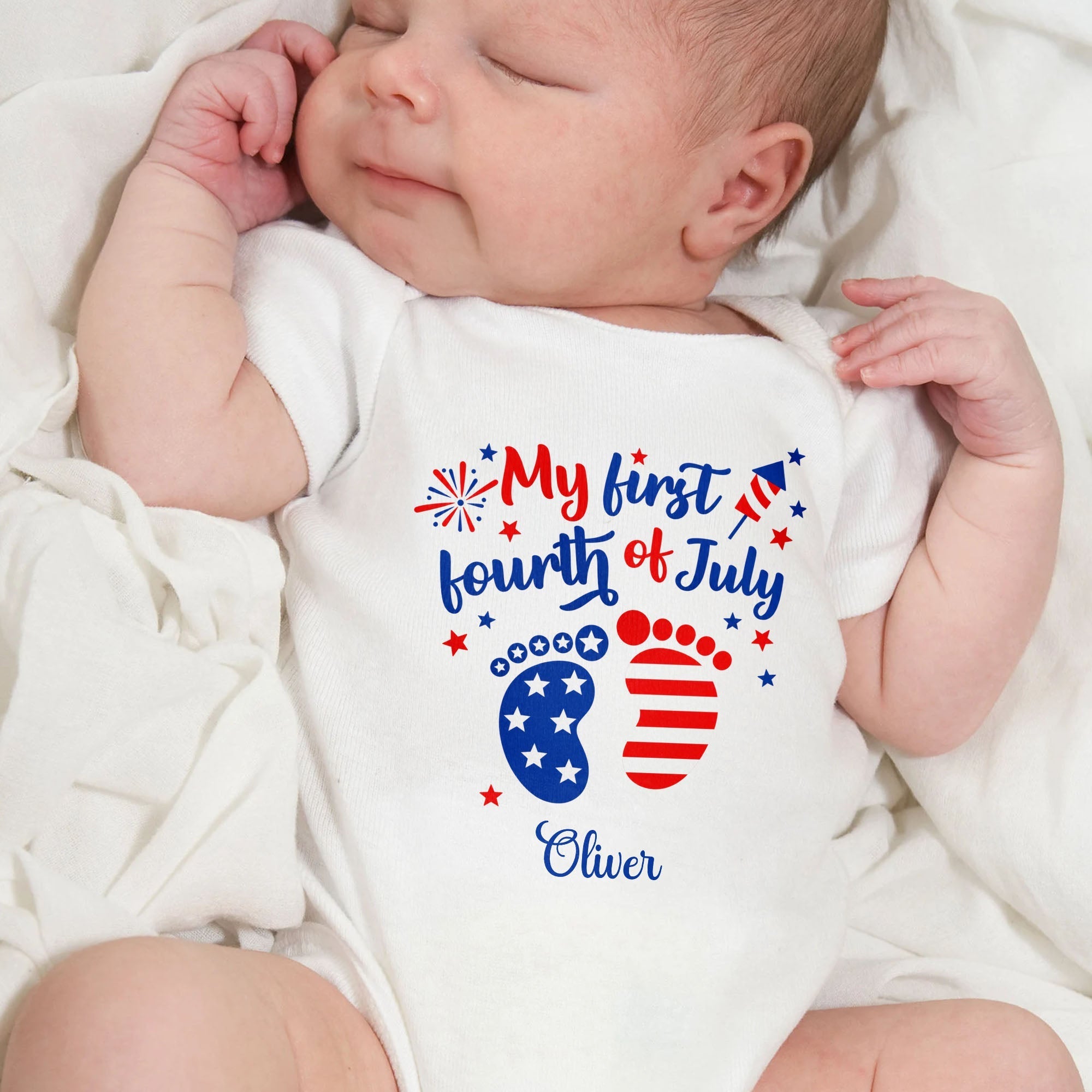 Personalized Baby Onesie Custom Name 4th of July Gift