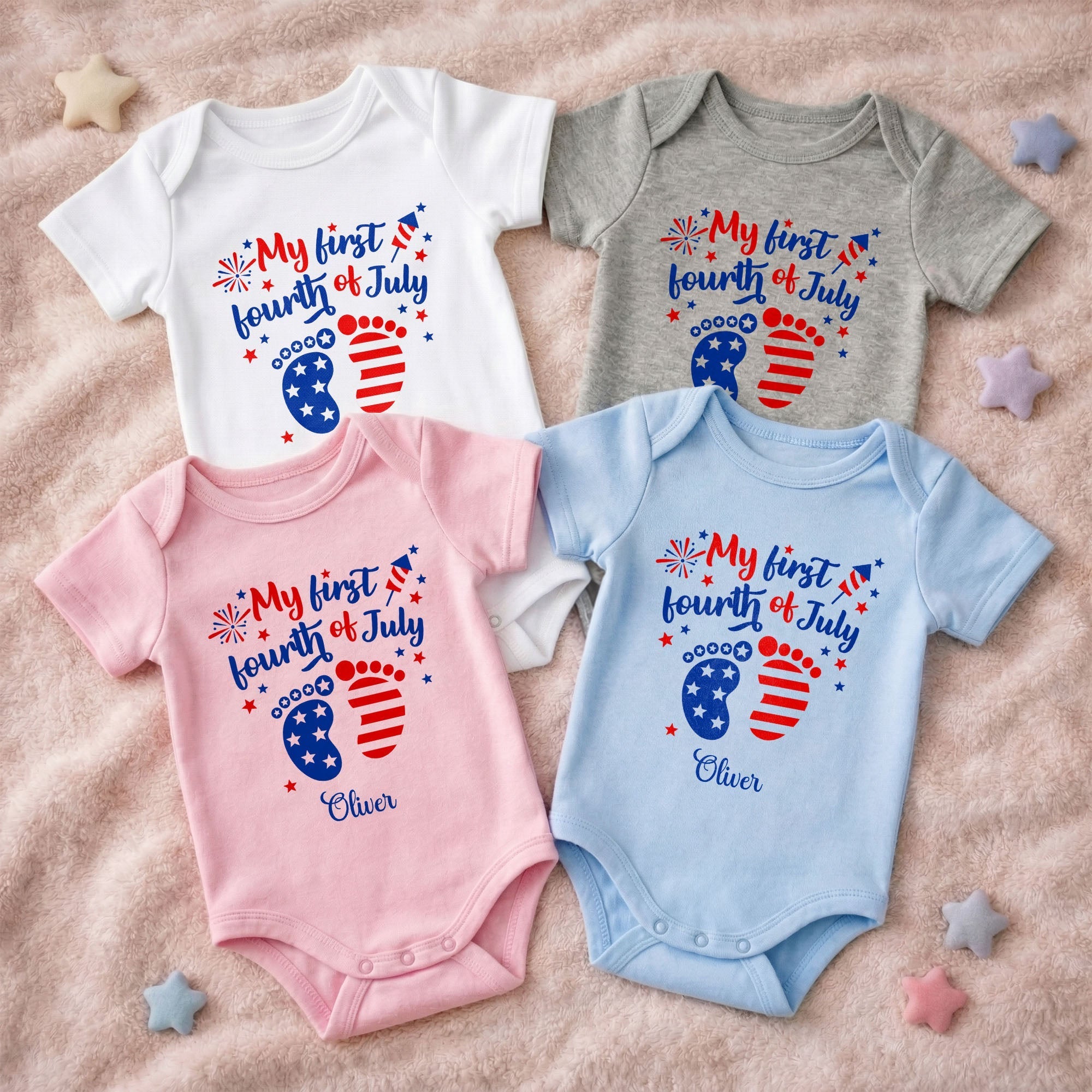 Personalized Baby Onesie Custom Name 4th of July Gift