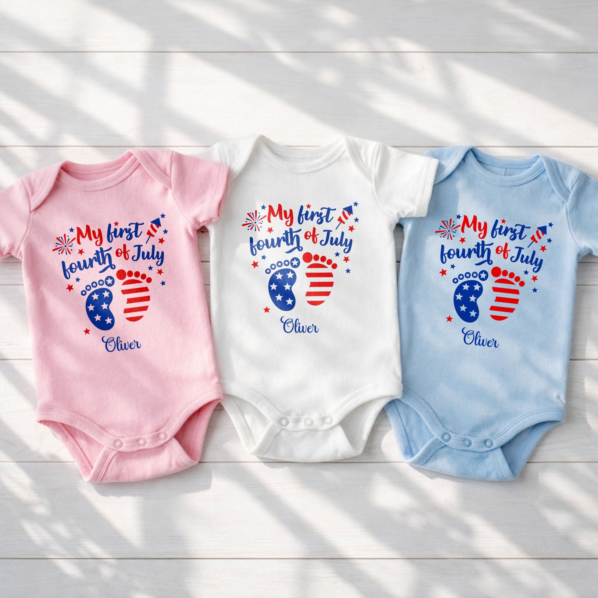 Personalized Baby Onesie Custom Name 4th of July Gift