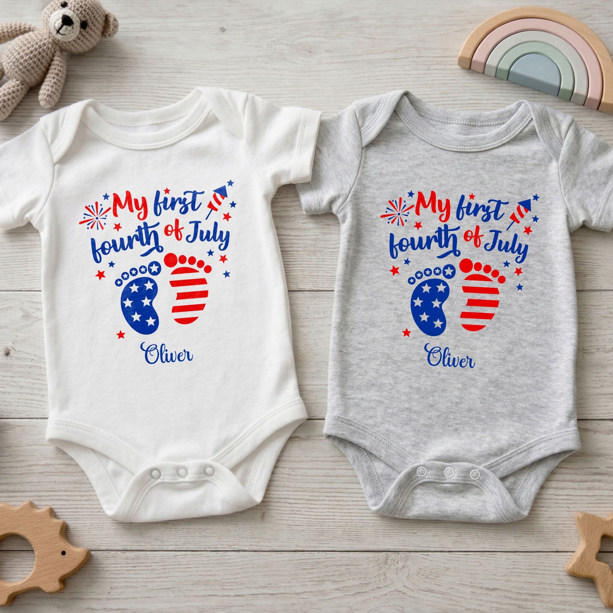 Personalized Baby Onesie Custom Name 4th of July Gift