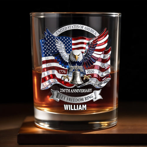 Personalized Whiskey Glass Custom Name American Flag Gift for Dad
