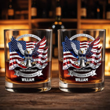 Load image into Gallery viewer, Personalized Whiskey Glass Custom Name American Flag Gift for Dad
