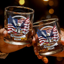 Load image into Gallery viewer, Personalized Whiskey Glass Custom Name American Flag Gift for Dad
