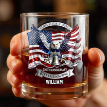 Load image into Gallery viewer, Personalized Whiskey Glass Custom Name American Flag Gift for Dad
