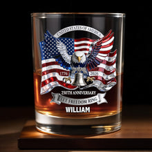 Load image into Gallery viewer, Personalized Whiskey Glass Custom Name American Flag Gift for Dad
