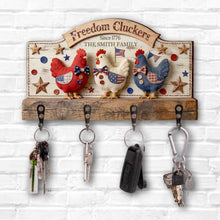 Load image into Gallery viewer, Personalized Patriotic Key Holder Custom Family Name 4th of July Gift
