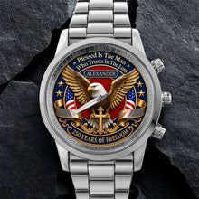 Load image into Gallery viewer, Personalized Men's Watch Custom Name Eagle Christian Gift for Him
