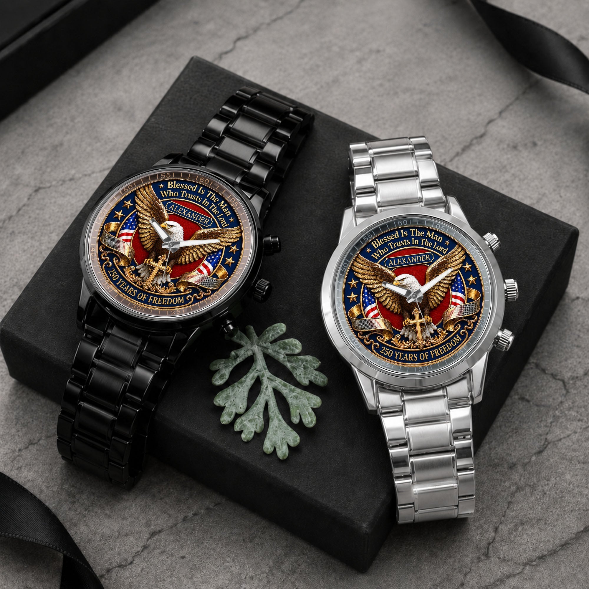 Personalized Men's Watch Custom Name Eagle Christian Gift for Him