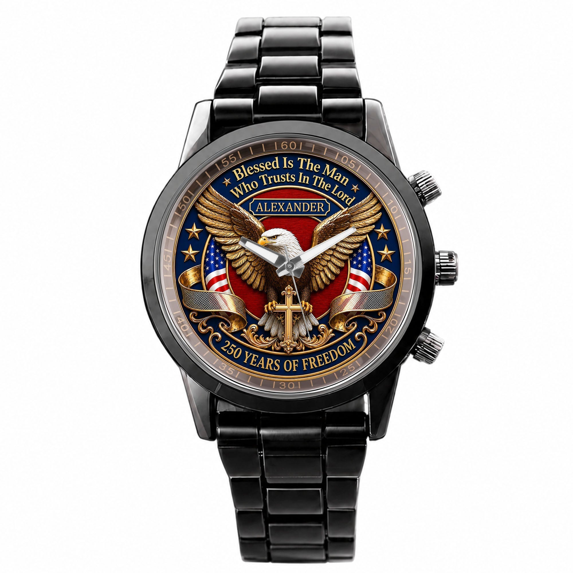 Personalized Men's Watch Custom Name Eagle Christian Gift for Him
