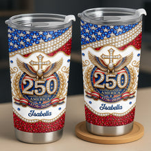 Load image into Gallery viewer, Personalized 20oz Stainless Steel Tumbler with Eagle Cross Design - Custom Gift for Family &amp; Independence Day
