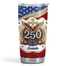 Load image into Gallery viewer, Personalized 20oz Stainless Steel Tumbler with Eagle Cross Design - Custom Gift for Family &amp; Independence Day
