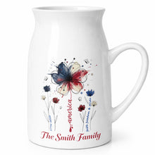 Load image into Gallery viewer, Personalized Ceramic Flower Vase USA Flag Gift for Family
