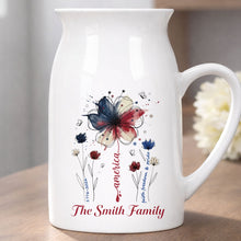 Load image into Gallery viewer, Personalized Ceramic Flower Vase USA Flag Gift for Family
