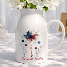 Load image into Gallery viewer, Personalized Ceramic Flower Vase USA Flag Gift for Family
