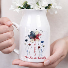 Load image into Gallery viewer, Personalized Ceramic Flower Vase USA Flag Gift for Family
