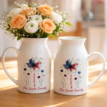 Load image into Gallery viewer, Personalized Ceramic Flower Vase USA Flag Gift for Family
