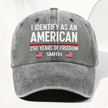 Load image into Gallery viewer, Personalized Washed Denim Cap American Flag Gift for Dad

