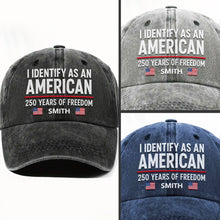 Load image into Gallery viewer, Personalized Washed Denim Cap American Flag Gift for Dad
