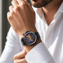 Load image into Gallery viewer, Personalized Men's Watch Custom Name USA Flag Gift for Dad
