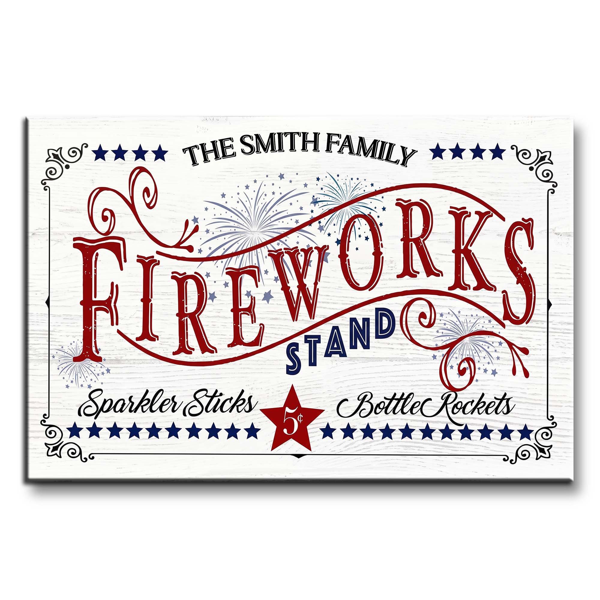 Personalized Family Fireworks Horizontal Poster Custom Name Gift