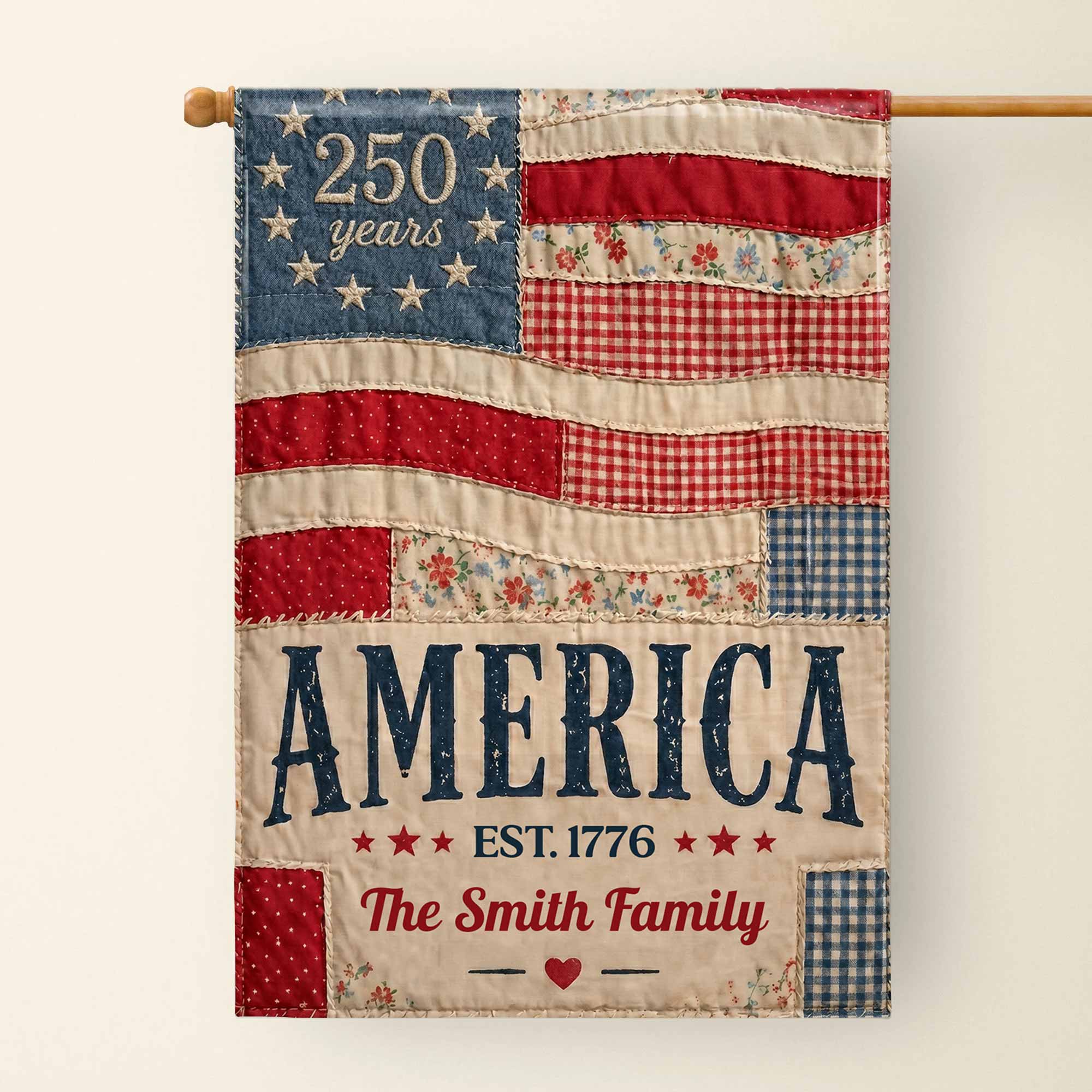 Personalized American Flag Garden Banner Custom Family Name for 4th of July