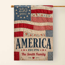 Load image into Gallery viewer, Personalized American Flag Garden Banner Custom Family Name for 4th of July
