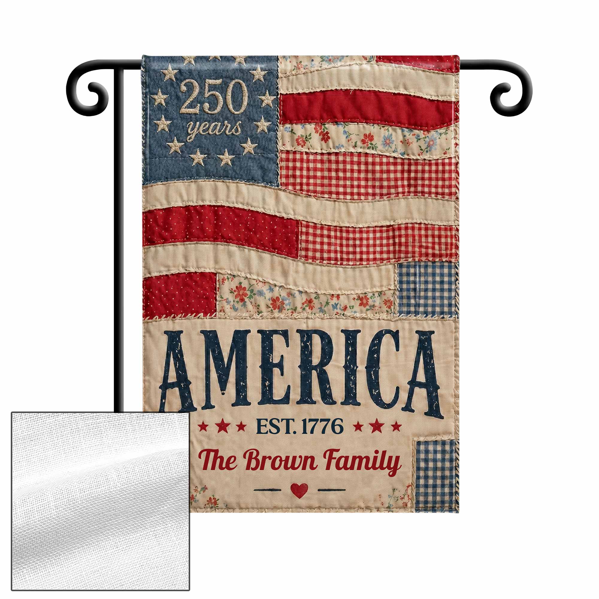 Personalized American Flag Garden Banner Custom Family Name for 4th of July