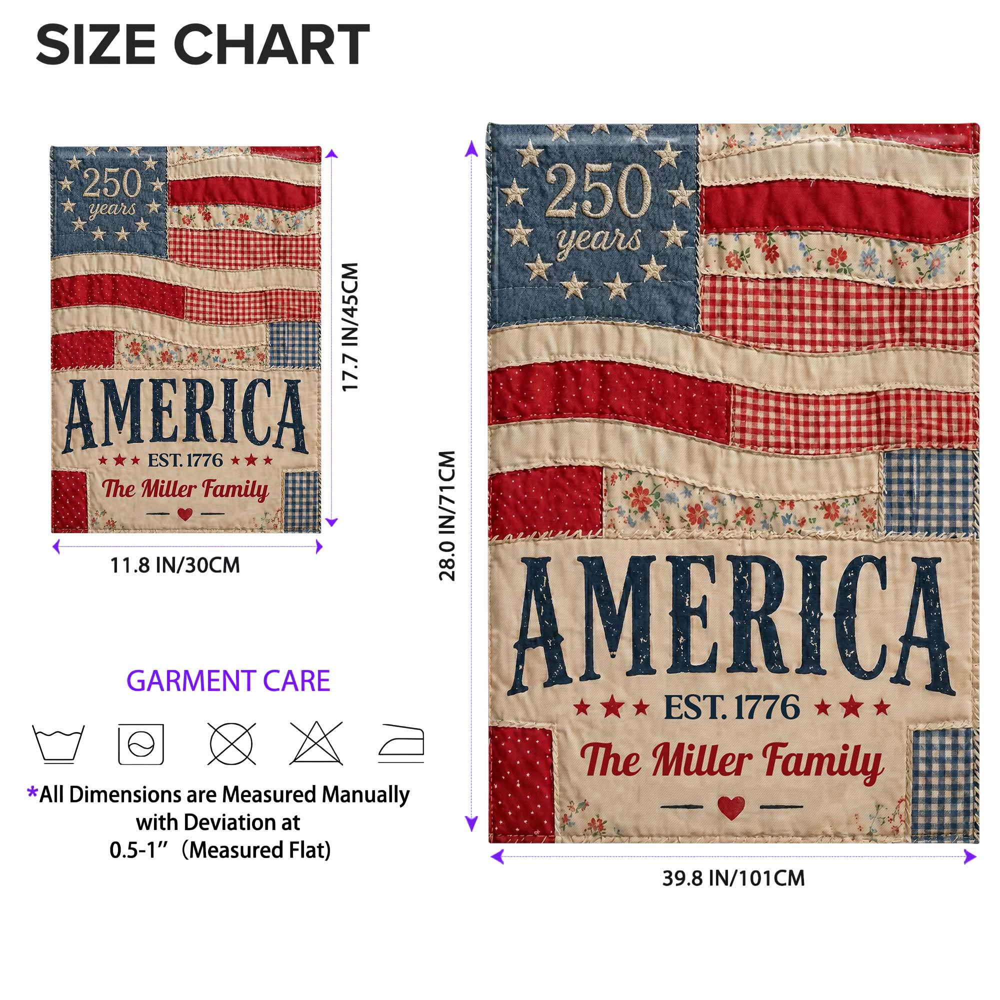 Personalized American Flag Garden Banner Custom Family Name for 4th of July
