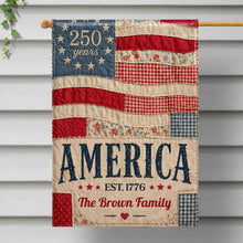 Load image into Gallery viewer, Personalized American Flag Garden Banner Custom Family Name for 4th of July
