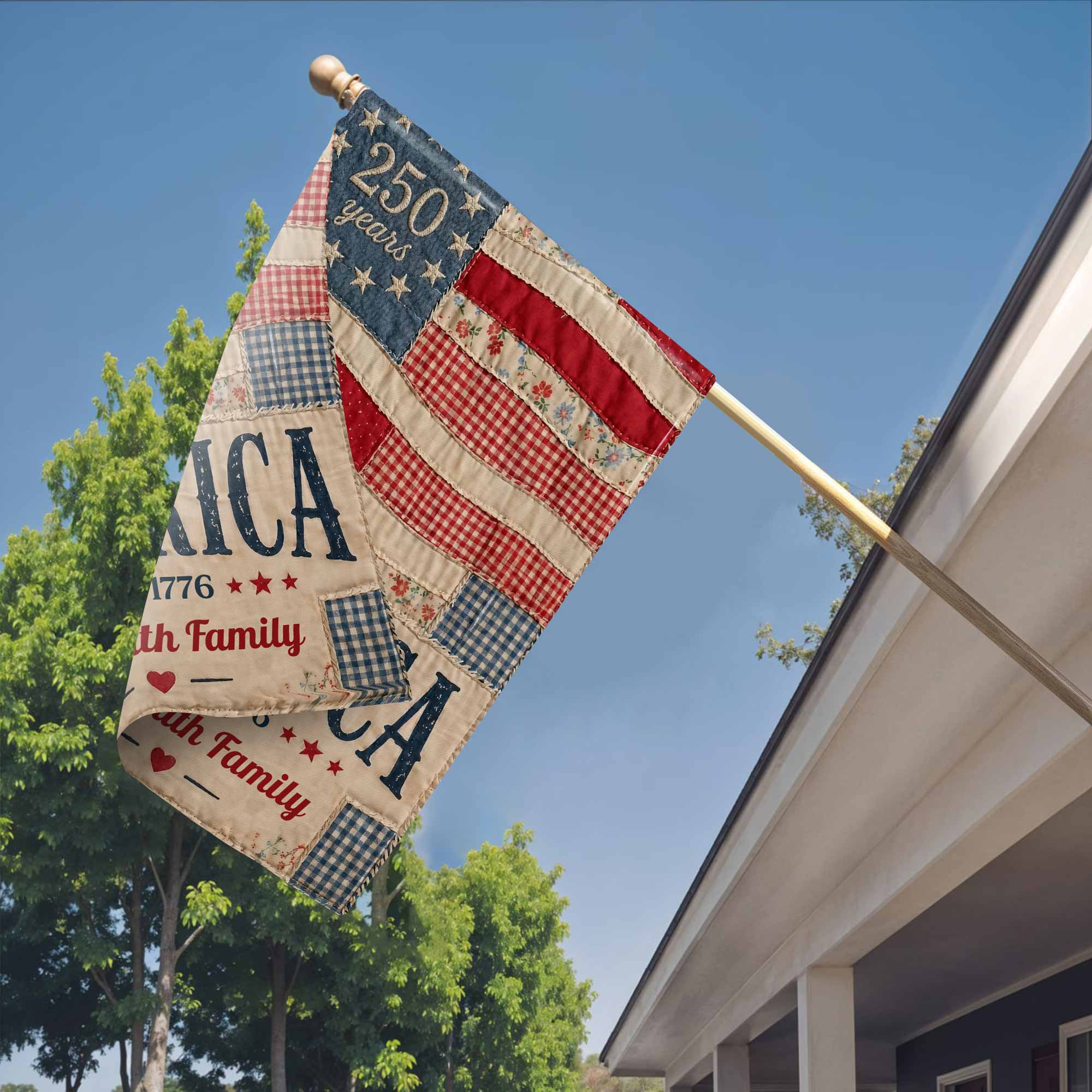 Personalized American Flag Garden Banner Custom Family Name for 4th of July