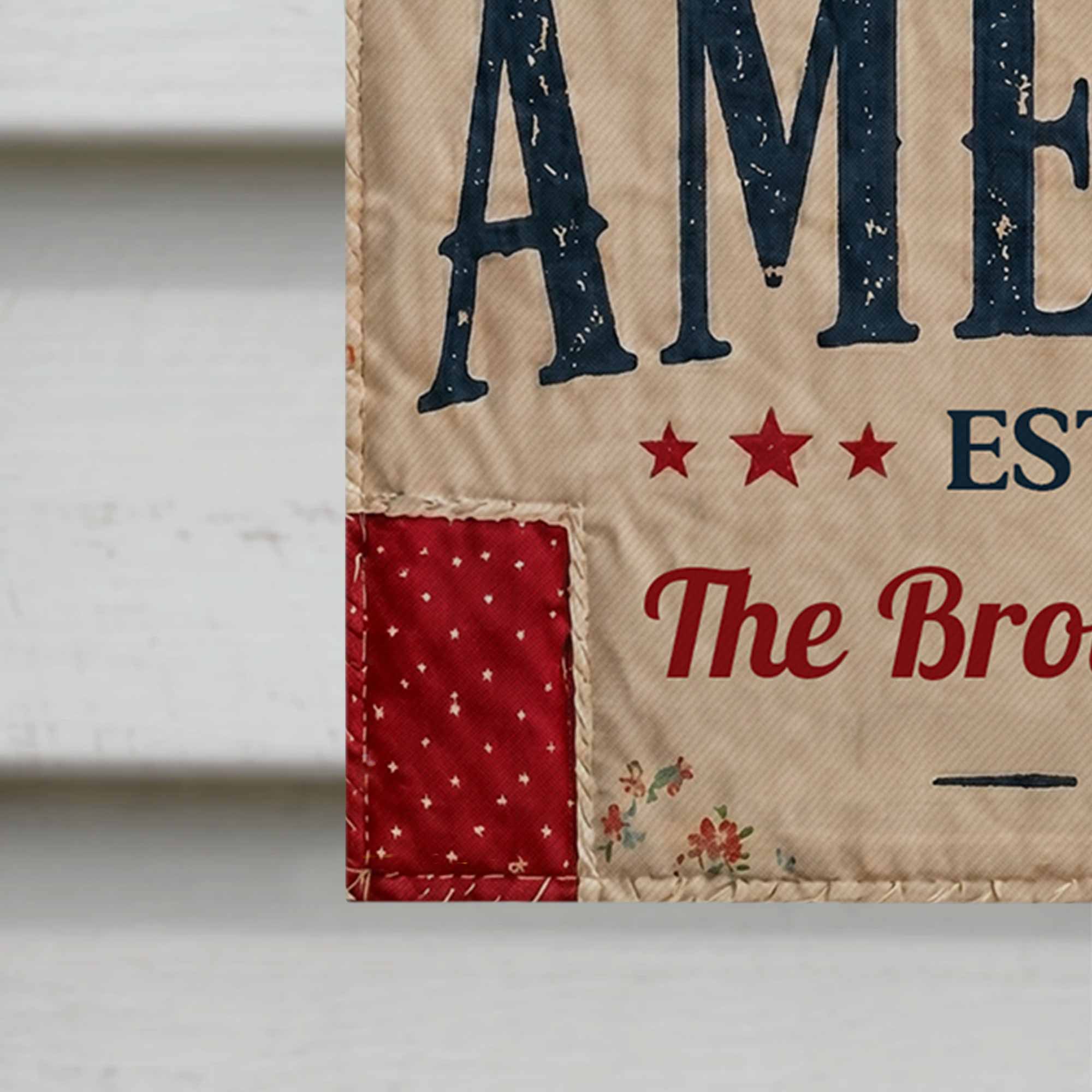 Personalized American Flag Garden Banner Custom Family Name for 4th of July
