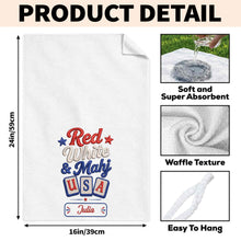 Load image into Gallery viewer, Personalized Patriotic Mahjong Embroidery Kitchen Towel 4th of July Gift
