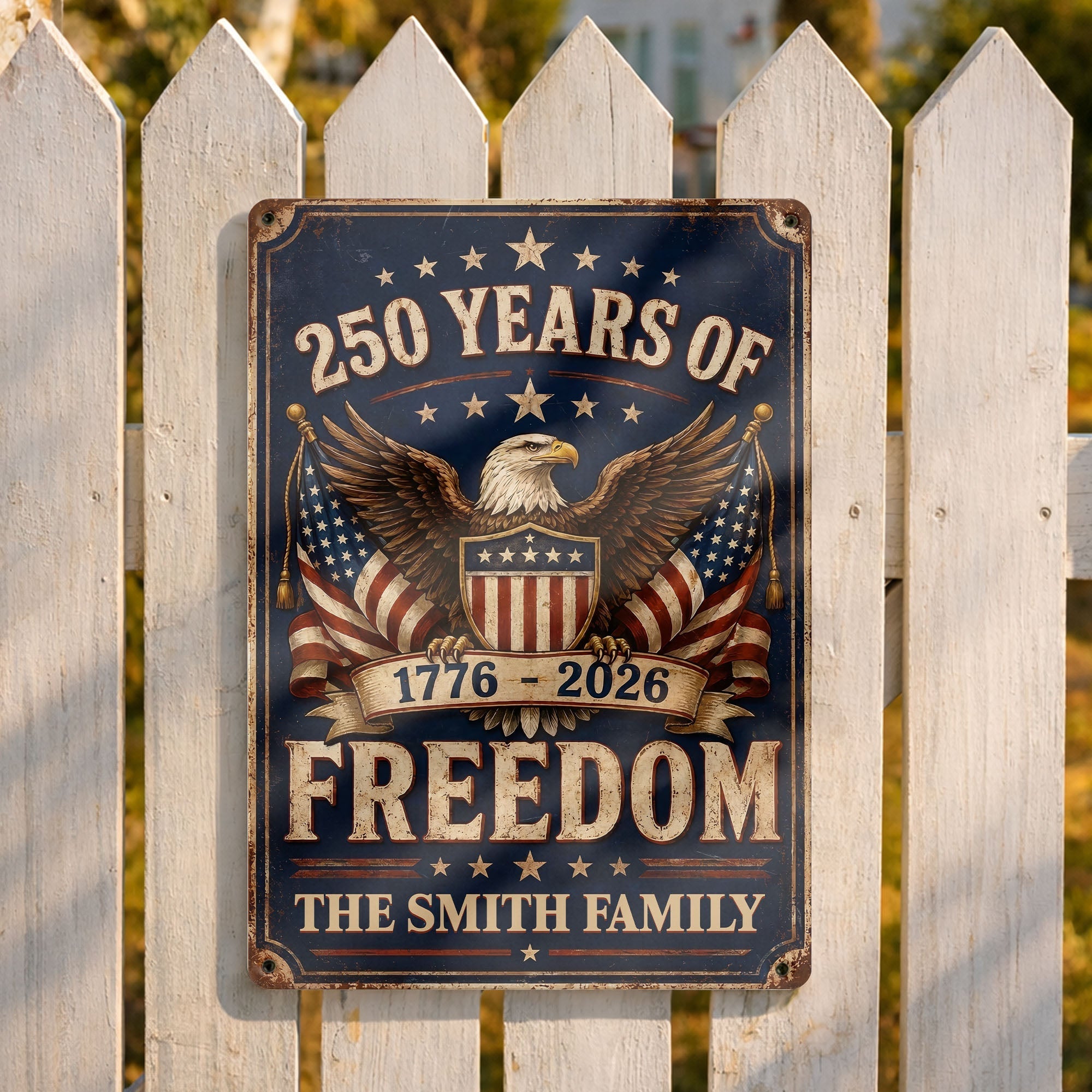Personalized Metal Sign American Flag Custom Family Name Gift