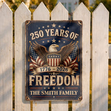 Load image into Gallery viewer, Personalized Metal Sign American Flag Custom Family Name Gift
