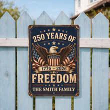 Load image into Gallery viewer, Personalized Metal Sign American Flag Custom Family Name Gift

