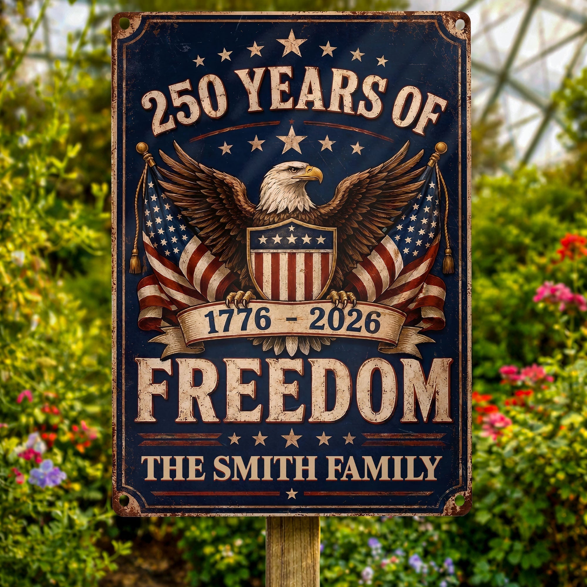 Personalized Metal Sign American Flag Custom Family Name Gift