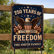 Load image into Gallery viewer, Personalized Metal Sign American Flag Custom Family Name Gift
