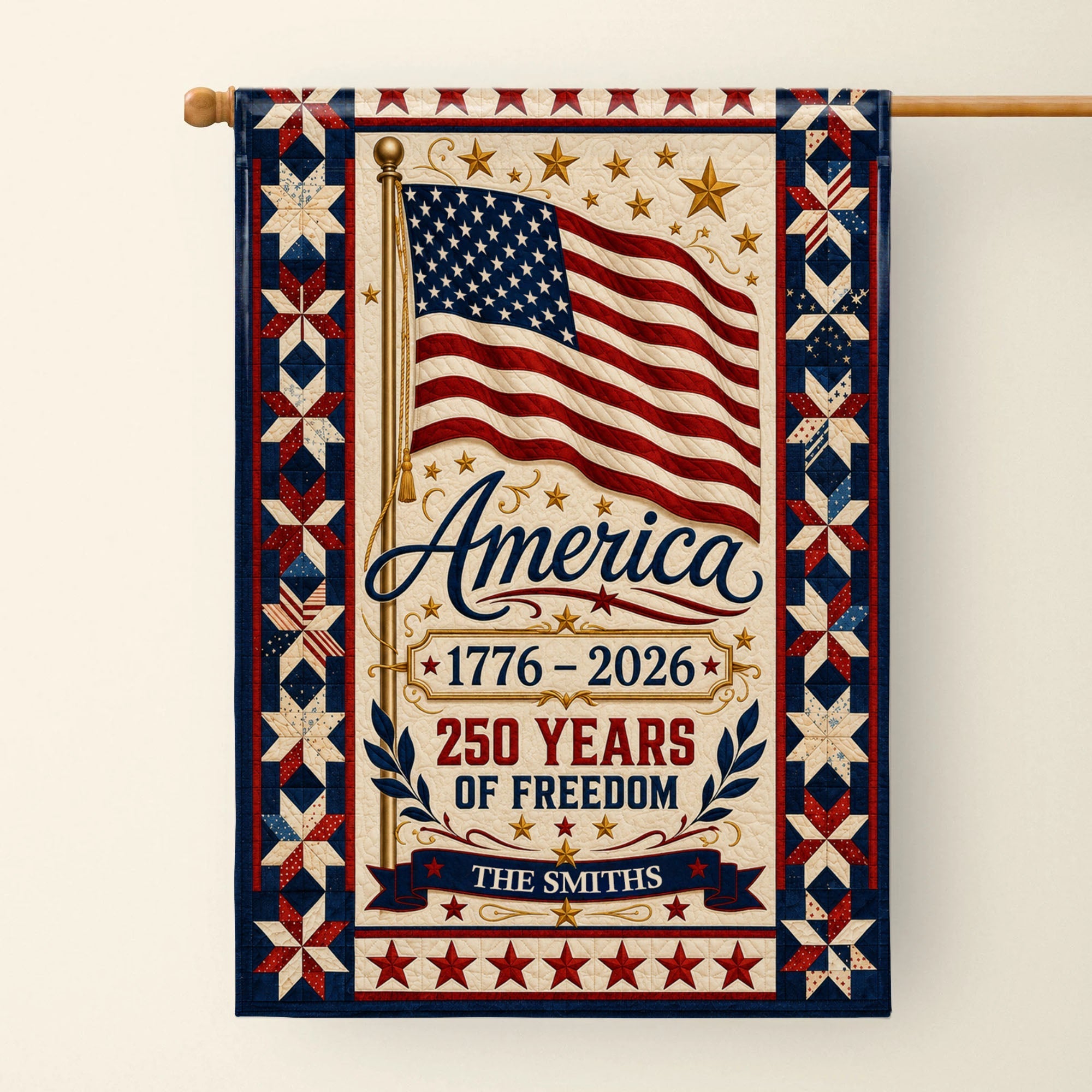 Personalized Family Name Flag 250 Years of Freedom Garden Décor