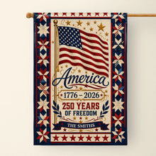 Load image into Gallery viewer, Personalized Family Name Flag 250 Years of Freedom Garden Décor
