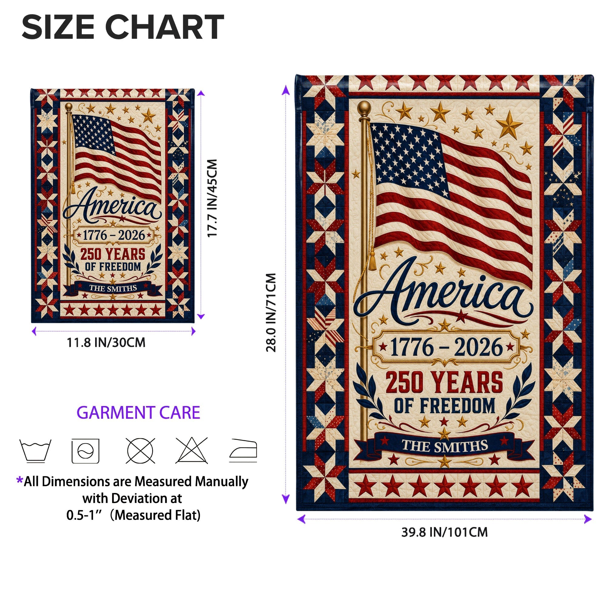 Personalized Family Name Flag 250 Years of Freedom Garden Décor