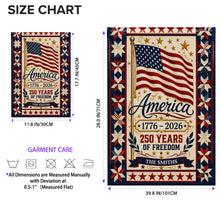 Load image into Gallery viewer, Personalized Family Name Flag 250 Years of Freedom Garden Décor
