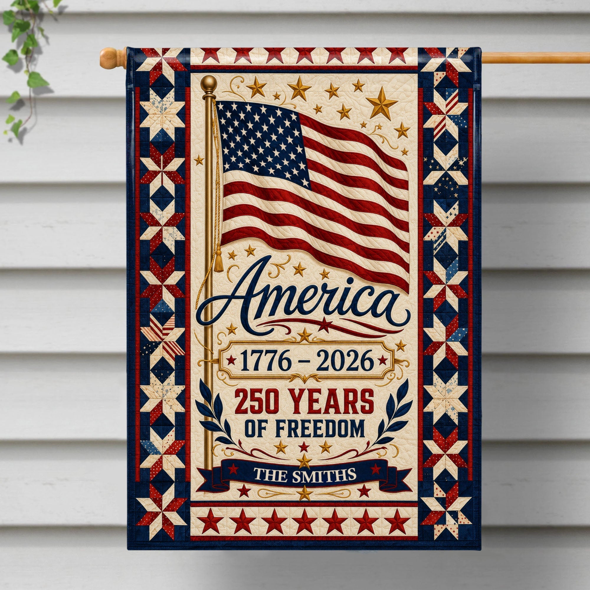Personalized Family Name Flag 250 Years of Freedom Garden Décor